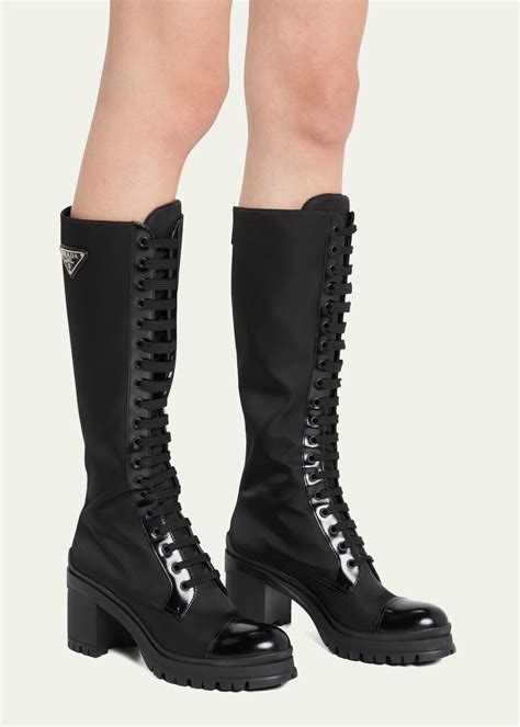 top prada lace|prada lace up combat boots.